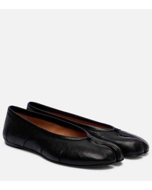 Maison Margiela Black Tabi New Leather Ballet Flats