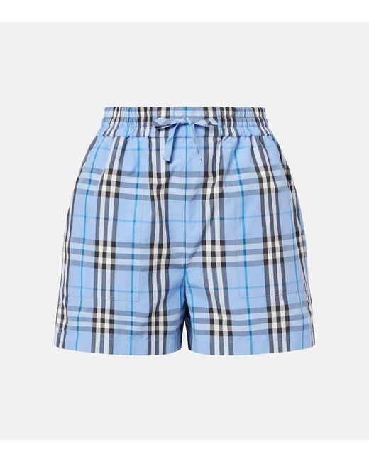 Burberry Blue Check Cotton Shorts