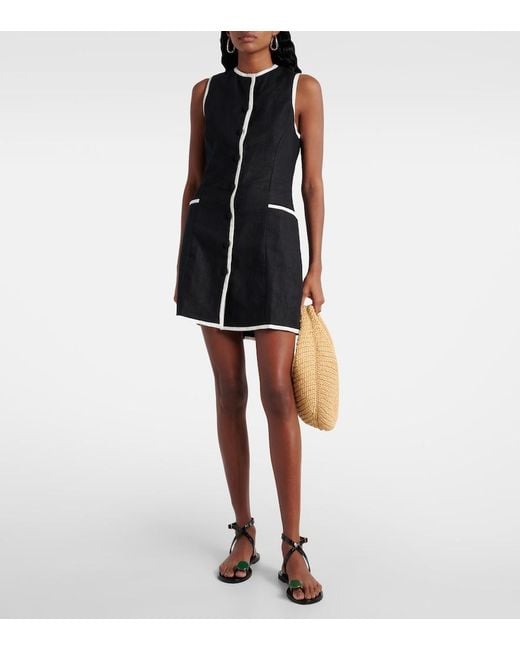 Faithfull The Brand Black Leria Linen Minidress