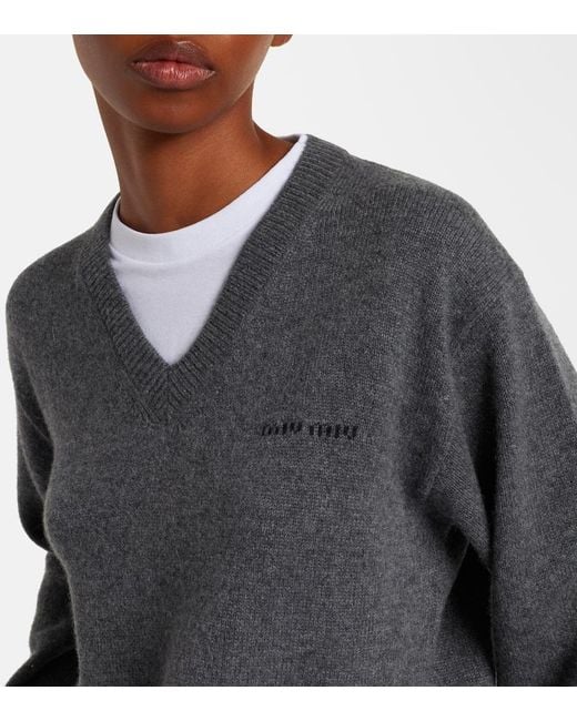 Miu Miu Gray Pullover Aus Kaschmir