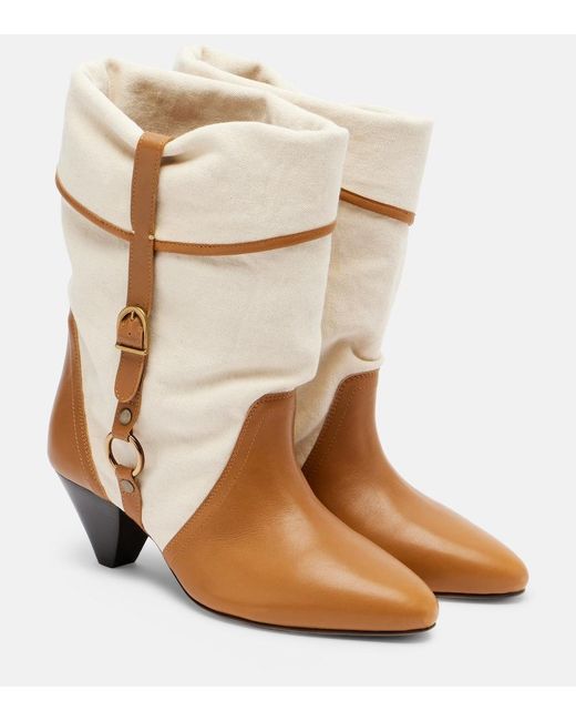 Isabel Marant Brown Darner 55 Leather-Trimmed Ankle Boots
