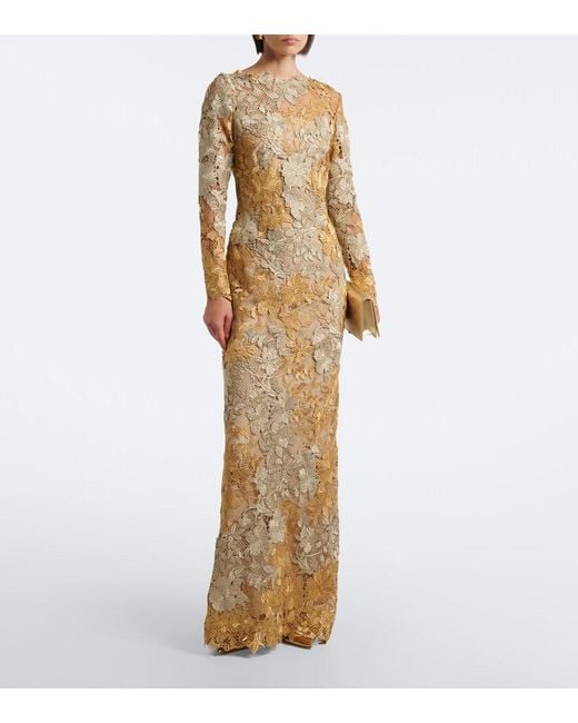 Oscar de la Renta Natural Guipure Lace Gown