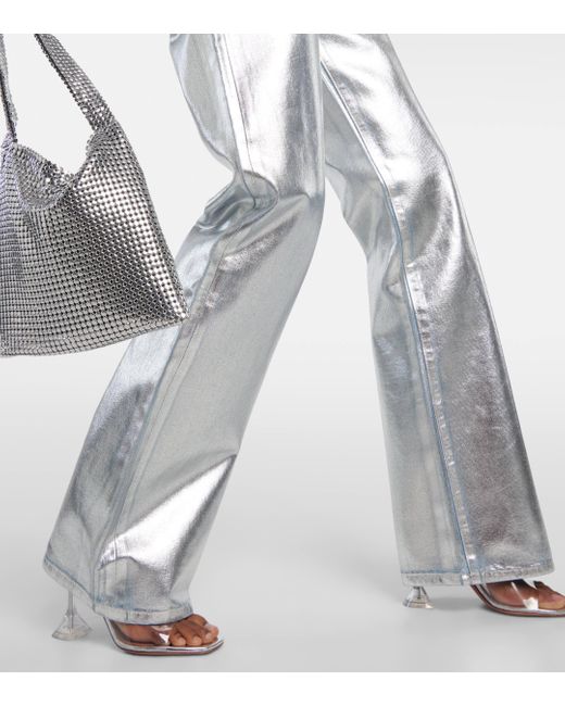 Rabanne Gray Metallic High-rise Straight Pants