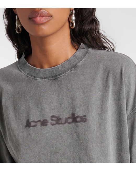 T-shirt en coton a logo Acne en coloris Gray