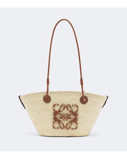 Loewe White Anagram Small Leather-Trimmed Basket Bag