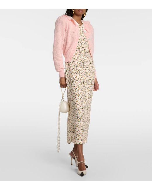 Alessandra Rich Pink Verziertes Cardigan aus einem Mohairgemisch