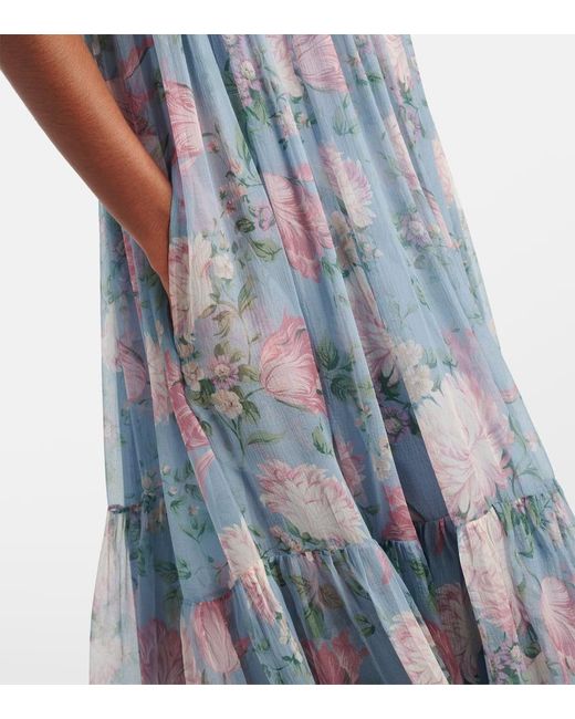 Chloé Blue Maxikleid Aus Seidenmusselin