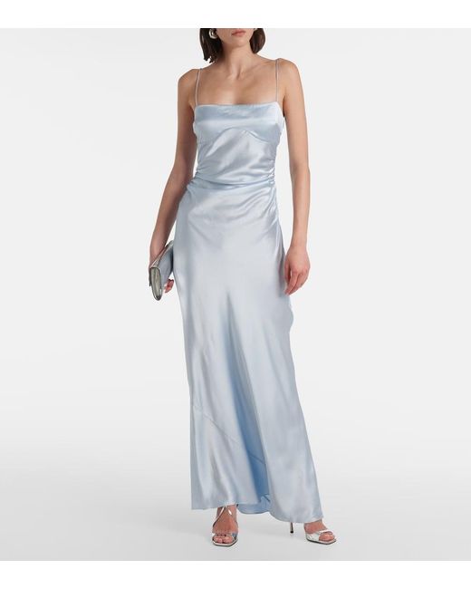 Sir Blue Lush Gathered Silk Slip Dress