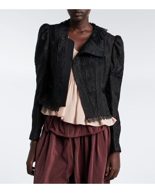 Chloé Black Wool And Silk-Blend Jacquard Lace Jacket