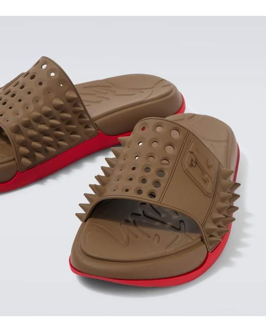 Christian Louboutin Red Take It Easy Spiked Slides for men