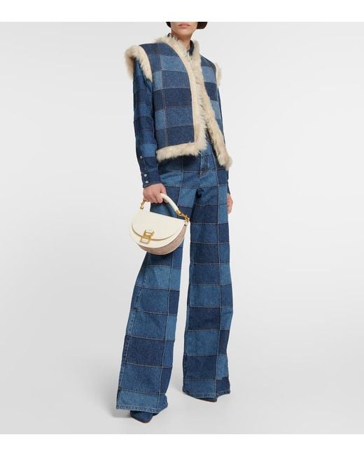 Jeans A Gamba Ampia Con Design Patchwork di Chloé in Blue