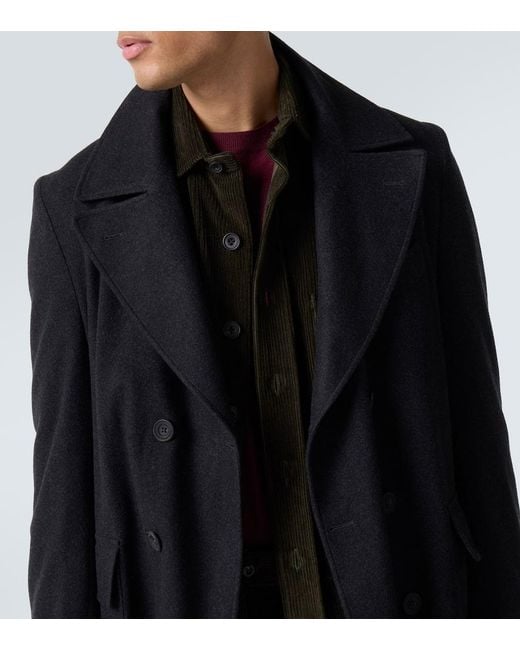 Rubinacci Black Virgin Wool Coat for men