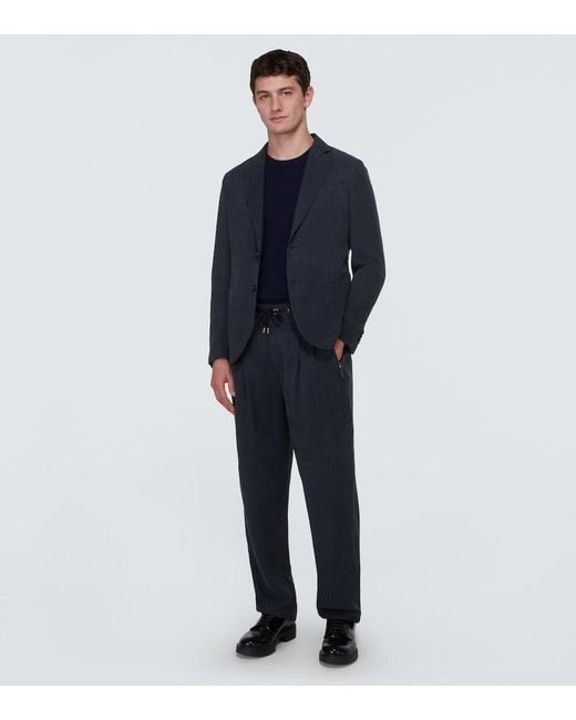 Giorgio Armani Blue Pinstripe Blazer for men