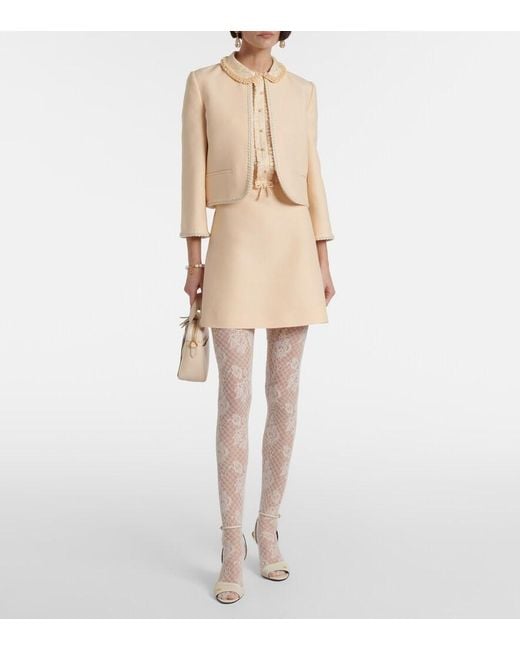Valentino Natural Crepe Couture Toute La V Jacquard Minidress