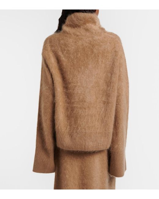 Lisa Yang Brown Florel Cashmere Turtleneck Sweater