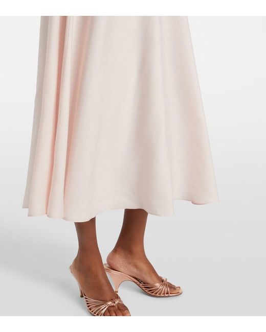 Posse Pink Perla Lace-Trimmed Midi Dress