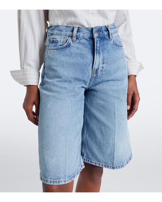 Totême Blue Denim Bermuda Shorts