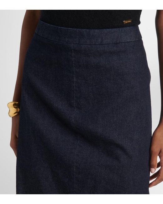 Tom Ford Blue High-Rise Denim Pencil Skirt