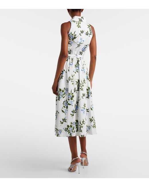 Emilia Wickstead White Norika Belted Floral Cotton Shirt Dress