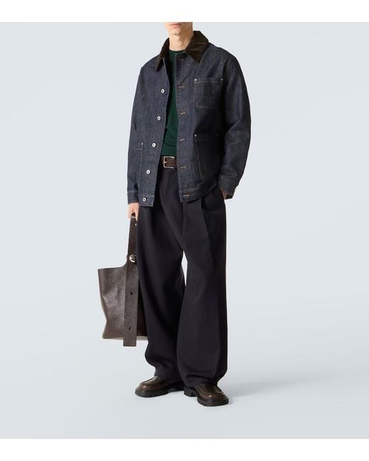 Loewe Blue Denim Jacket With Logo Patch for men