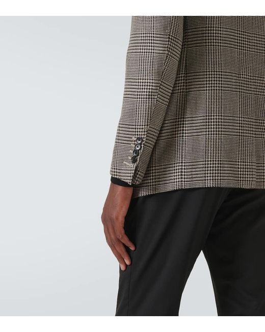 Tom Ford Blazer Shelton Aus Wolle, Seide Und Leinen in Brown für Herren