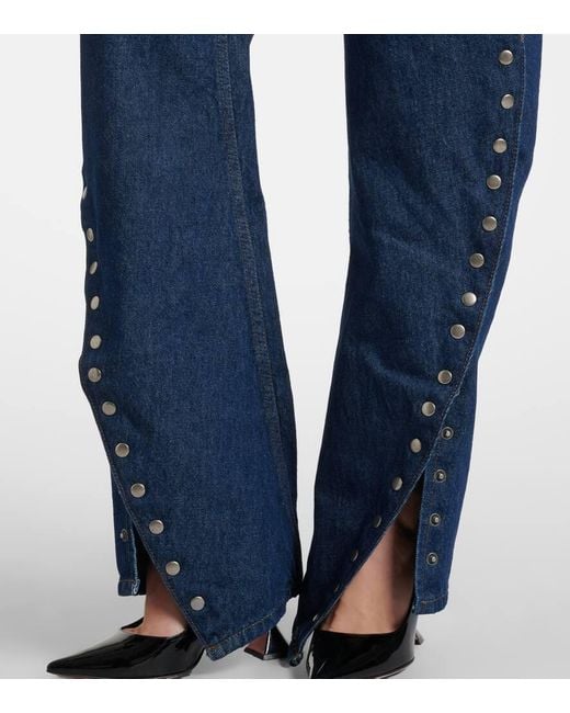 ROTATE BIRGER CHRISTENSEN Blue Asymmetric High-Rise Straight Jeans