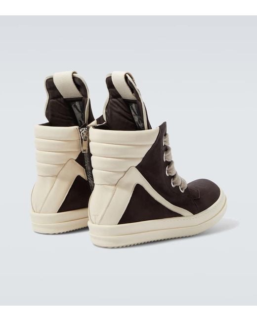 Rick Owens Brown Megageobasket Leather Sneakers for men