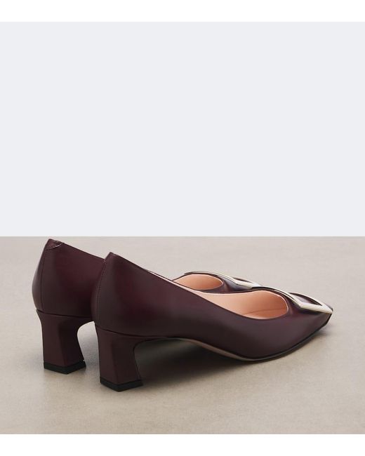 Roger Vivier Brown Trompette Embellished Leather Pumps