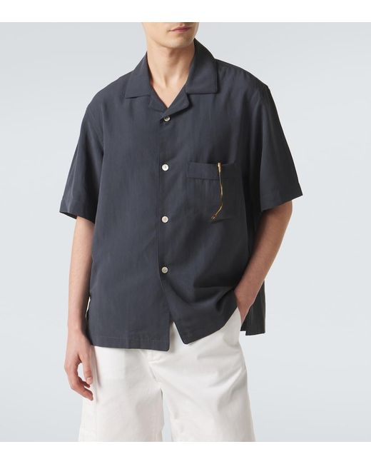 Eleventy Black Oversized Bowling Shirt for men