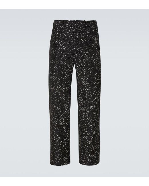 Bode Black Glitter Faille Straight Pants for men
