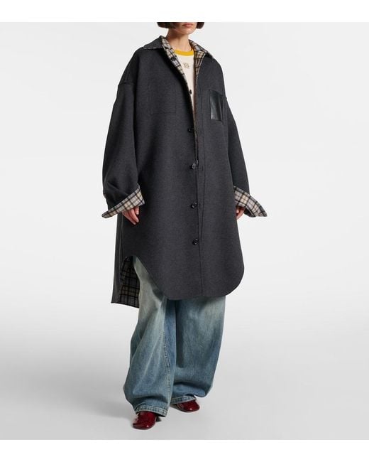 Loewe Gray Reversible Wool And Cashmere Coat