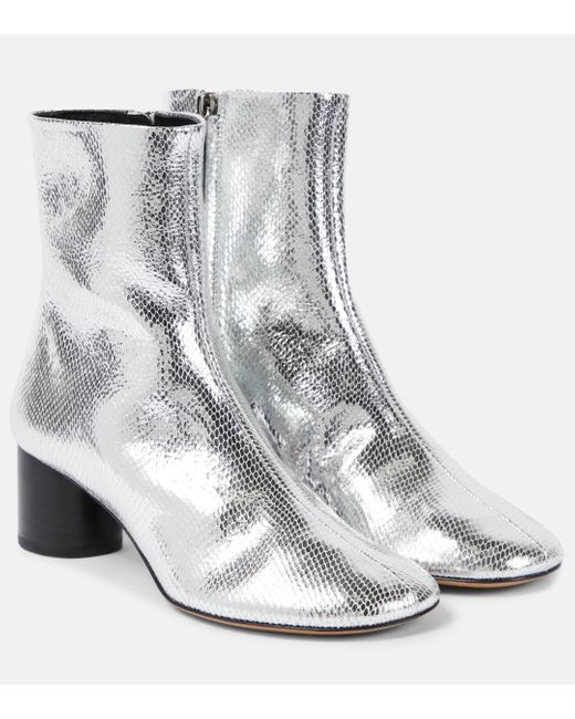 Isabel Marant White Laeden Leather Ankle Boots