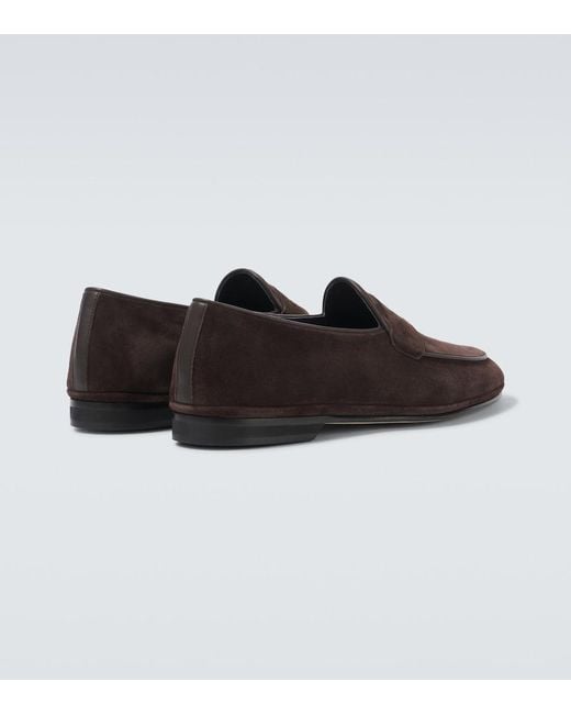 Rubinacci Brown Suede Loafers for men