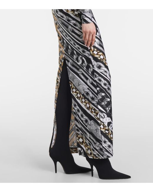 Abito Lungo Con Stampa di Area in White