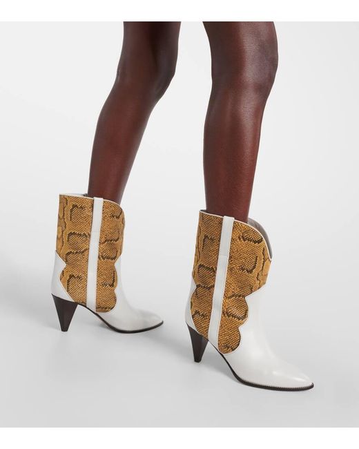 Isabel Marant White Witney Snake-effect Leather Ankle Boots