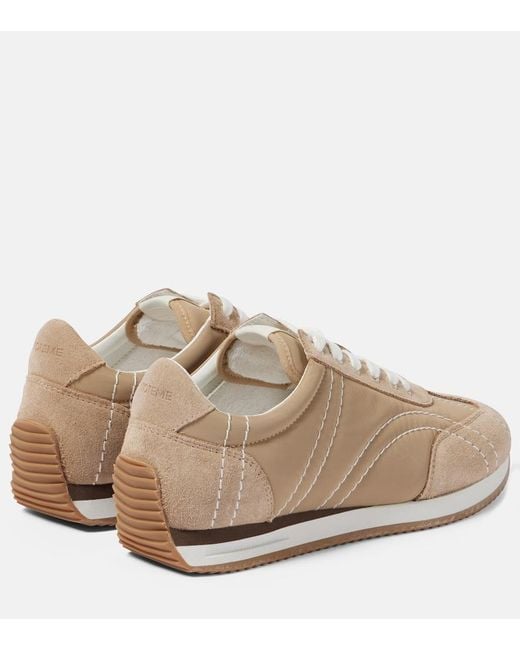 Totême Natural Sport Suede-Trimmed Sneakers
