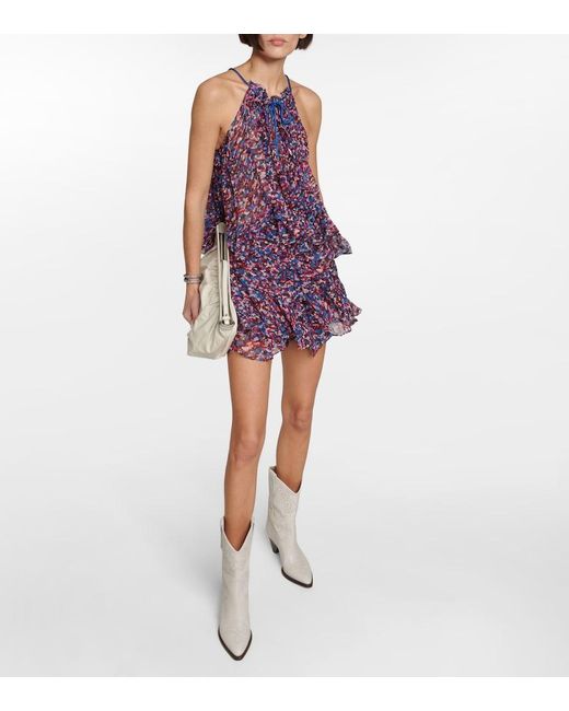 Isabel Marant Purple Fabino Printed Georgette Top