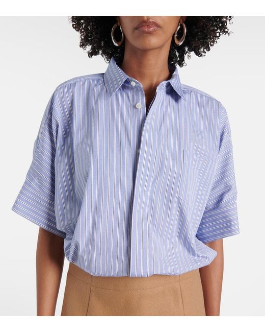 Sacai Blue Melton Cotton Poplin And Wool Minidress