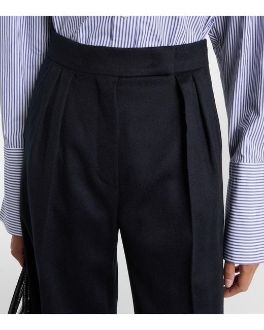 Max Mara Blue Ori Camel Hair Wide-Leg Pants