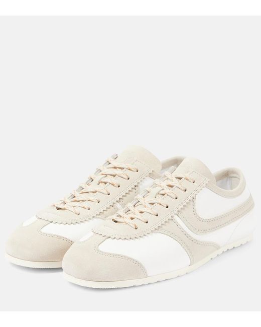 Dries Van Noten Natural Suede-Trimmed Leather Sneakers