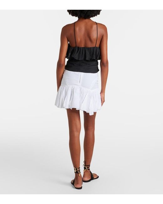 Isabel Marant White Daneen Ruffled Cotton-Blend Miniskirt