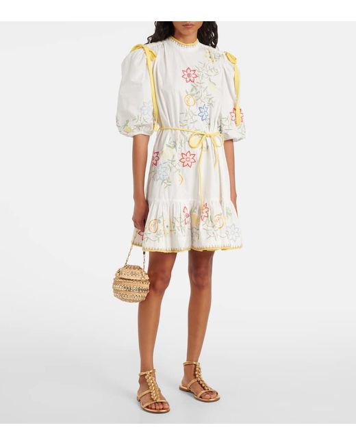 ALÉMAIS White Embroidered Cotton Minidress