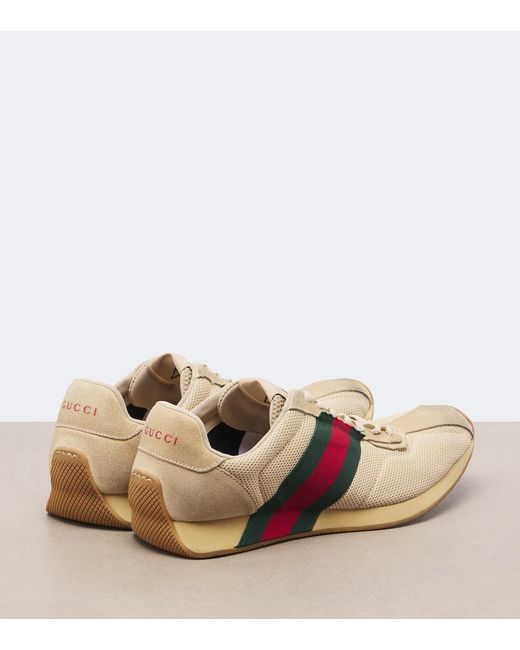 Baskets Tempo A Finitions En Daim Gucci en coloris Natural
