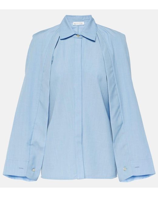 Blusa in lana vergine con mantella di Victoria Beckham in Blue
