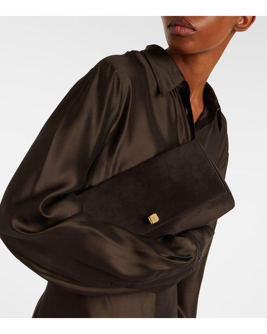 Khaite Black Clutch Audrey Aus Veloursleder