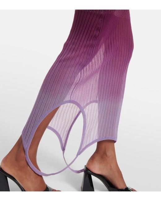 The Attico Purple Ribbed Midi Dress