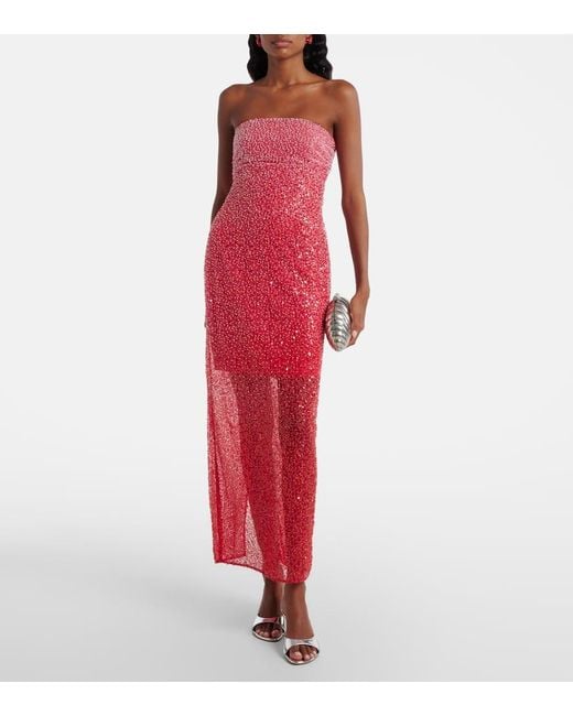 Vestido Largo Con Lentejuelas ROTATE BIRGER CHRISTENSEN de color Red
