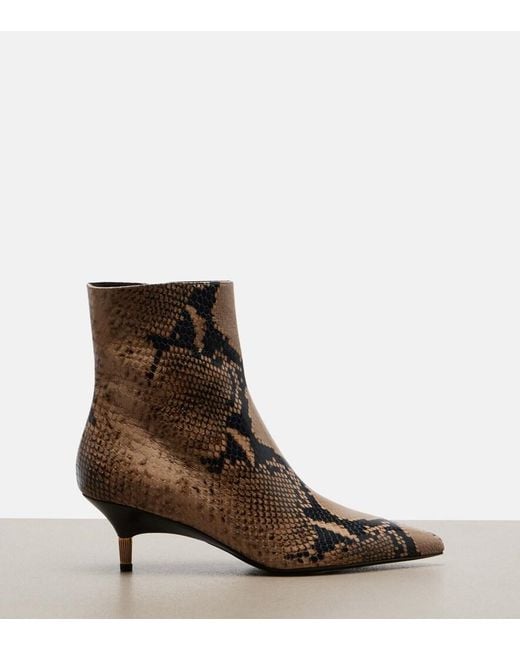 Khaite Brown Bella Snake-Effect Leather Ankle Boots