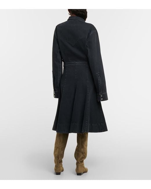Falda Midi Lennox De Denim Khaite de color Black