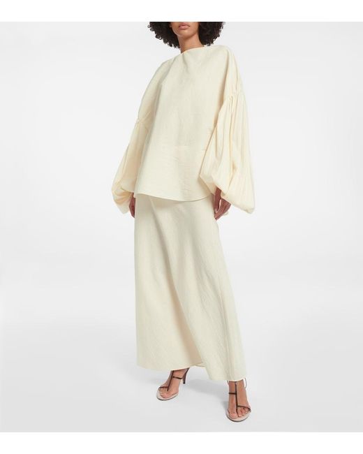 Khaite White Mauva Silk And Cotton Organza Maxi Skirt